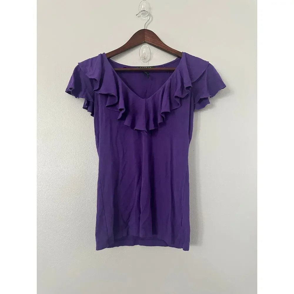 Lauren Ralph Lauren Ruffled V-Neck Top